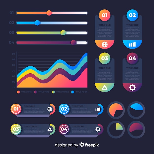 Gradient infographic elements set Vector | Free Download