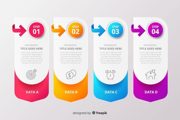 Gradient infographic step collection Free Vector