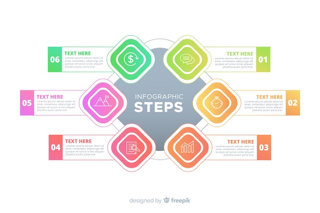 Gradient infographic steps template Free Vector