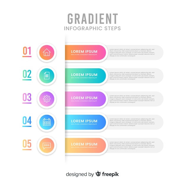 Gradient infographic steps Free Vector