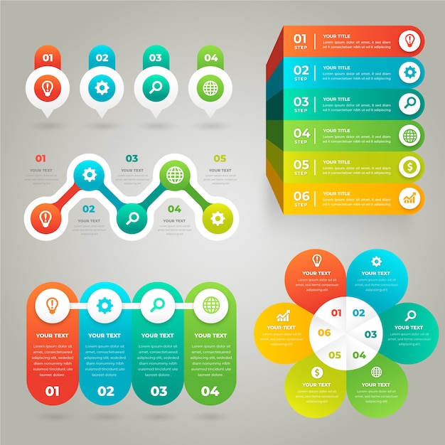 Free Vector | Gradient infographic with colourful text