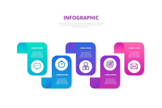 Gradient infographic with steps Free Vector