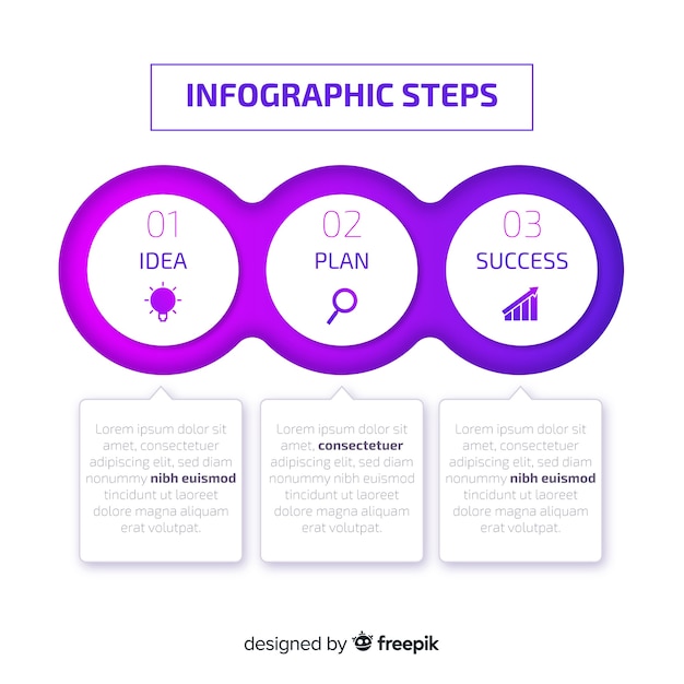 Gradient infographics steps Free Vector