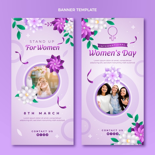 Free Vector | Gradient International Women's Day Vertical Banners Set