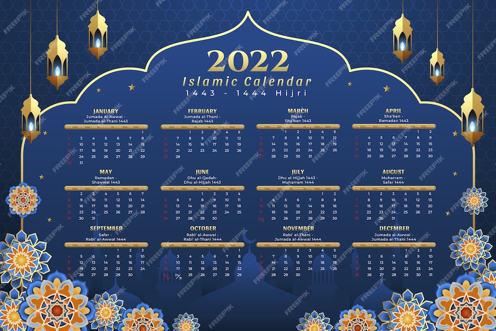 Free Vector | Gradient islamic calendar template