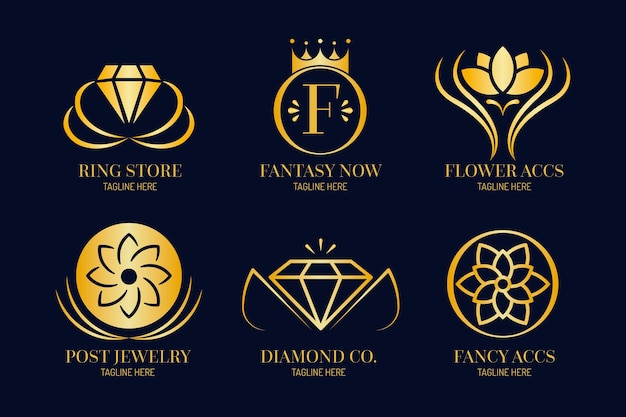  Gradient jewelry logo collection Premium Vector