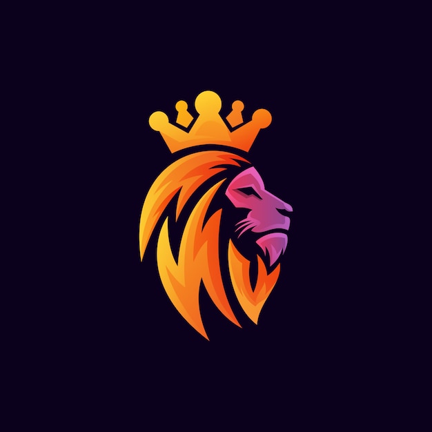 Gradient lion king head logo premium vector Vector ...