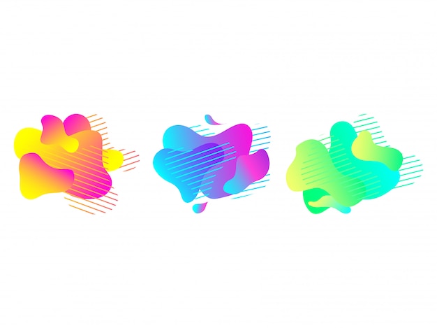 Gradient liquid flow or fluid art abstract shapes Premium Vector