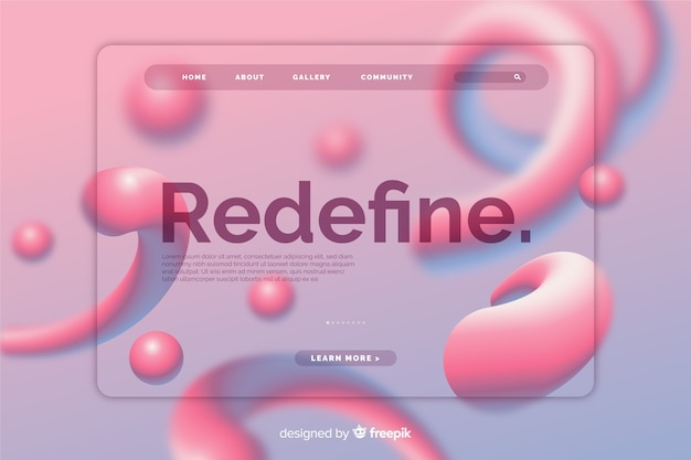Gradient liquid landing page template Free Vector