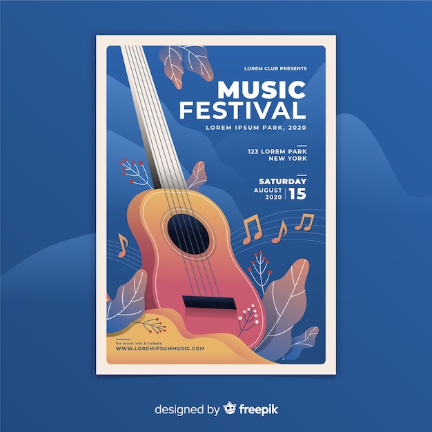 Free Vector | Gradient music festival poster template