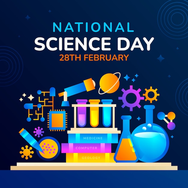 Premium Vector | Gradient national science day illustration