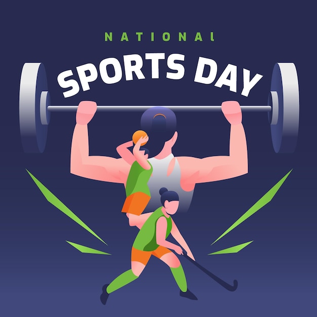 Free Vector | Gradient national sports day illustration