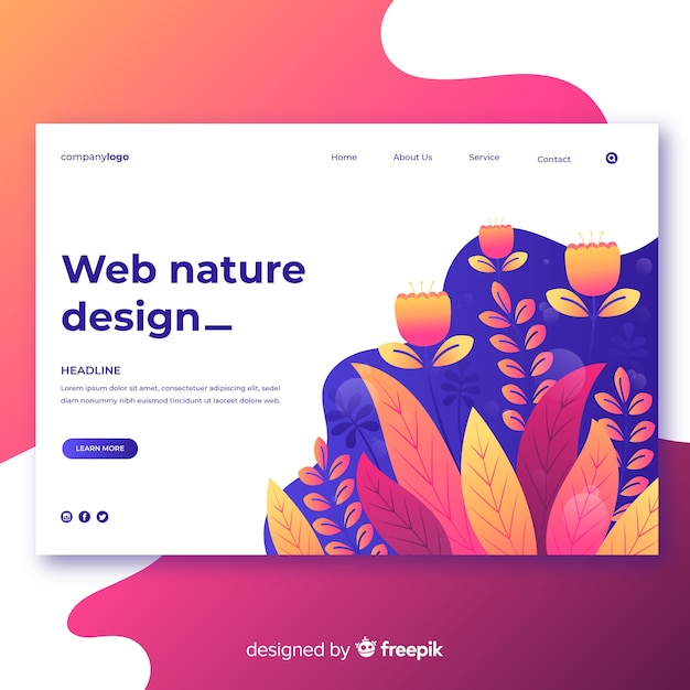 Gradient nature web design Free Vector