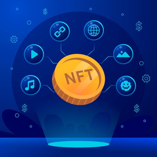 Gradient nft concept illustrated Free Vector