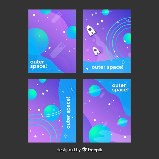 Gradient outer space backgrounds Free Vector