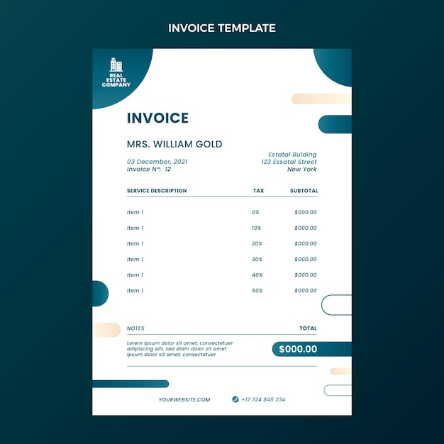 Free Vector Gradient Real Estate Invoice Template