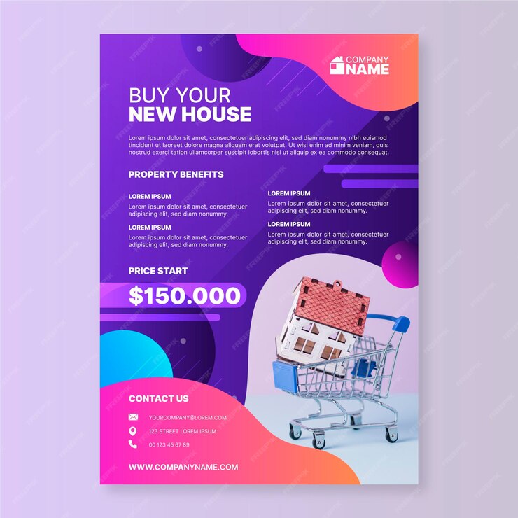 Free Vector | Gradient real estate poster with photo