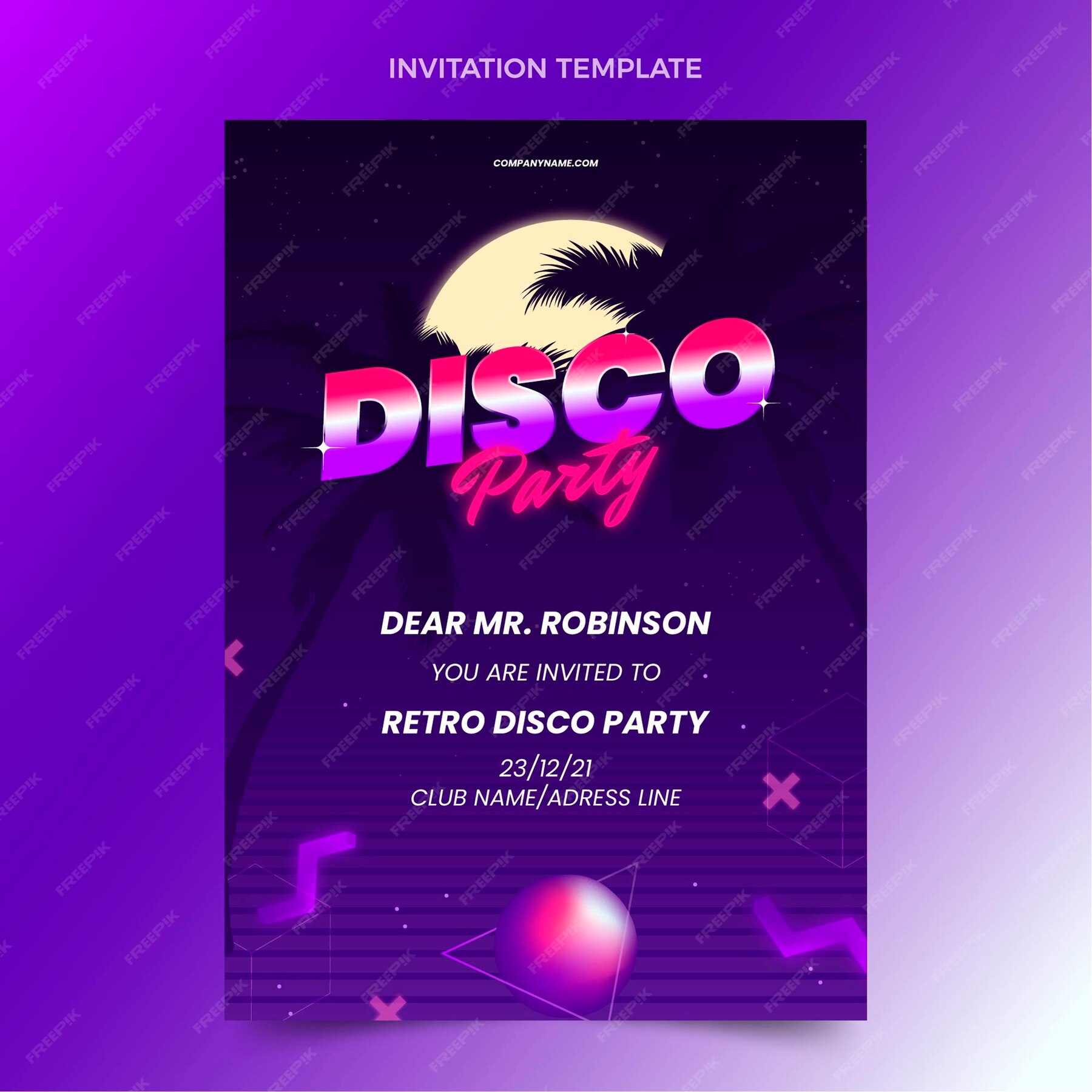 free-vector-gradient-retro-vaporwave-disco-party-invitation-template
