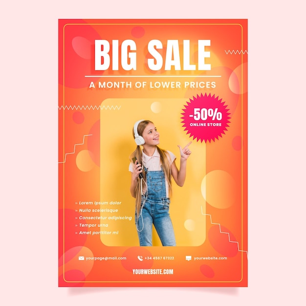 Free Vector | Gradient sales poster template with photo