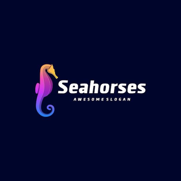 Premium Vector | Gradient seahorse logo.