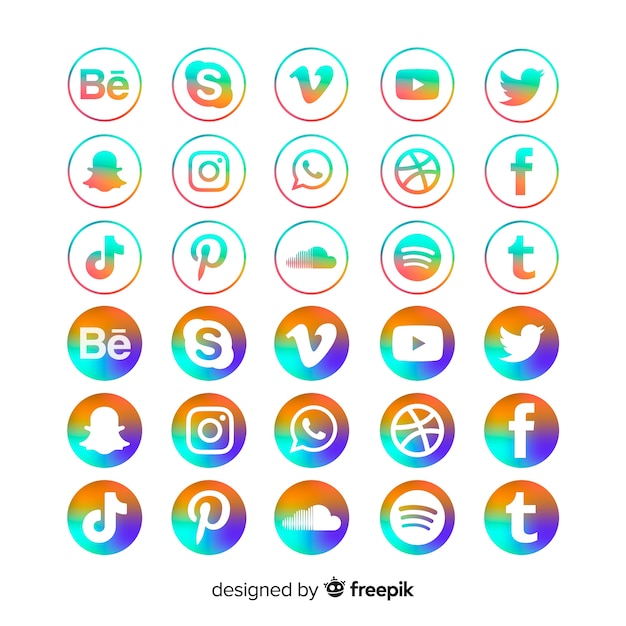 Gradient Social Media Icons Pack Free Vector