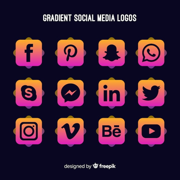 Gradient social media logo collectio | Free Vector