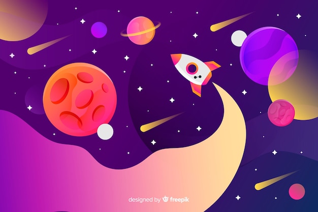 Gradient space with a rocket Free Vector