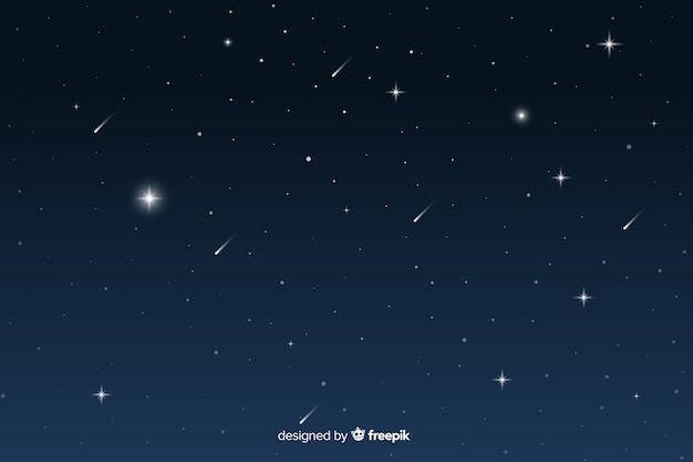 Gradient starry night background with falling stars Free Vector