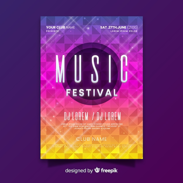 Gradient summer music festival poster | Free Vector