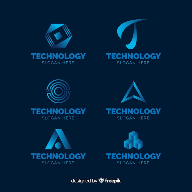 Gradient technology logo template collection Free Vector