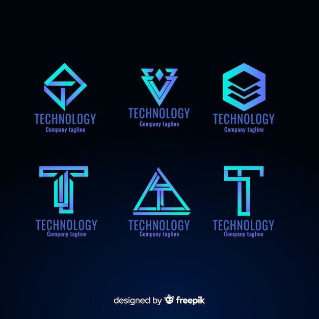 Gradient technology logo template collection Vector | Free ...