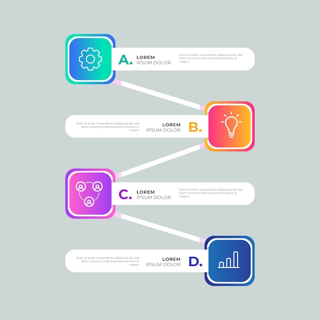 Gradient template colorful infographic Free Vector