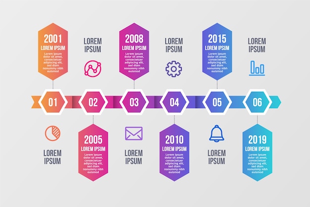 Free Vector | Gradient timeline infographic template