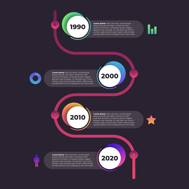 Gradient timeline infographic Free Vector