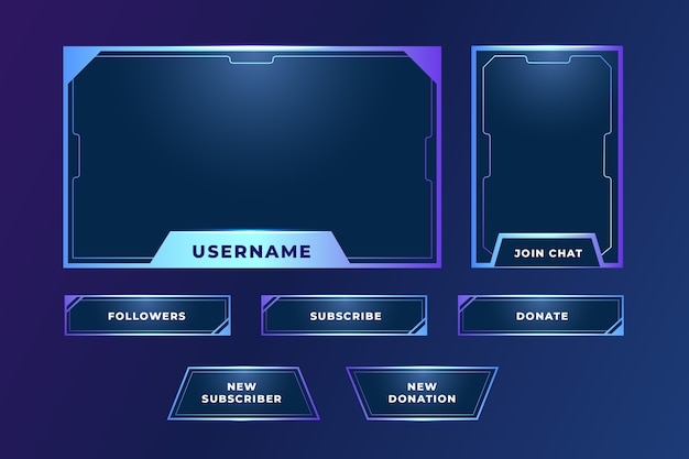 Premium Vector | Gradient twitch platform panels