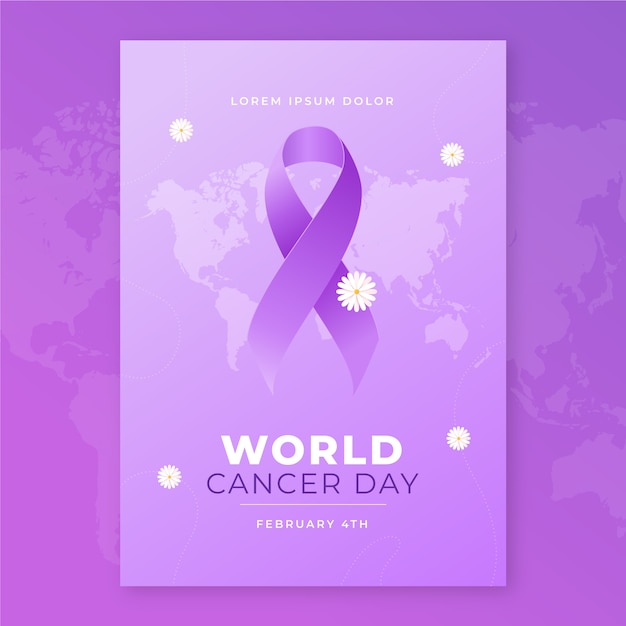 Free Vector | Gradient world cancer day vertical poster template