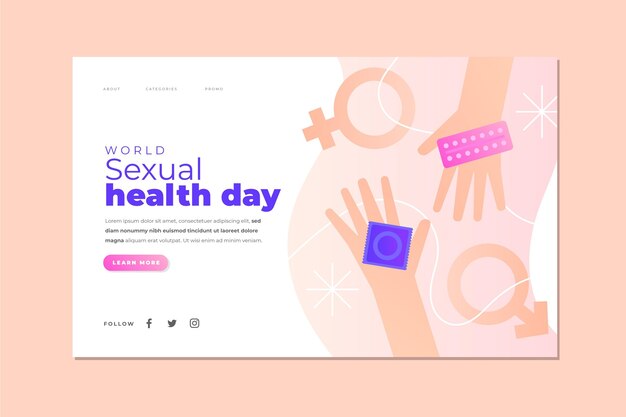 Free Vector Gradient World Sexual Health Day Landing Page Template