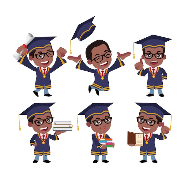 Premium Vector | Graduate student characters with different poses