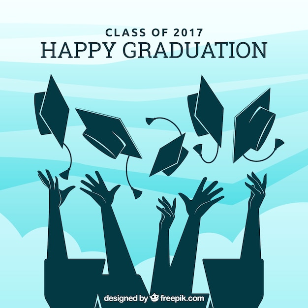 Graduation background with graduate\
silhouettes