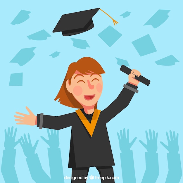 Download Graduation background with proud student Vector | Free ...