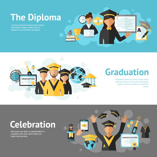 Download Free Vector | Graduation banner set