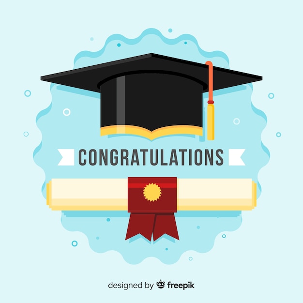 Free Vector | Graduation cap and diploma with flat design