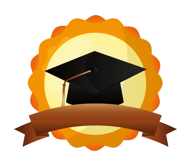 Premium Vector | Graduation hat school success emblem vector illustration