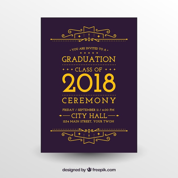 Download Graduation invitation template flat design | Free Vector