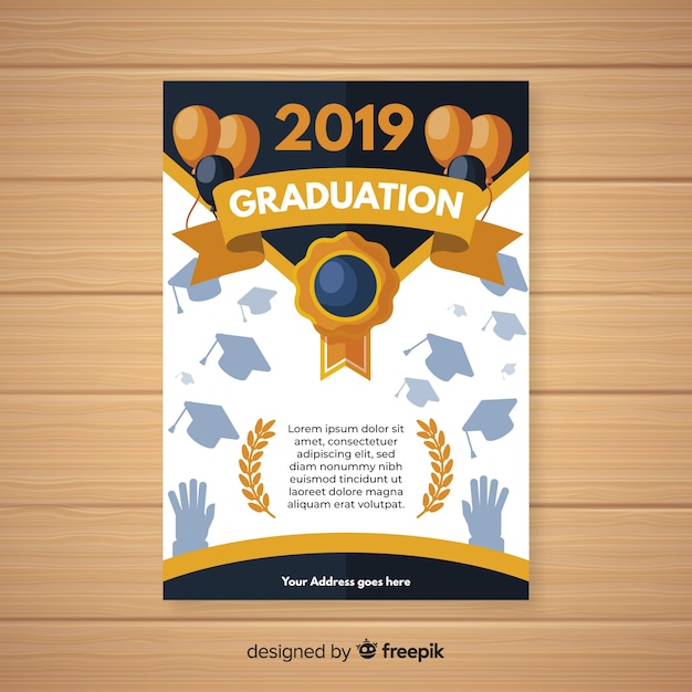 Graduation invitation template flat design | Free Vector