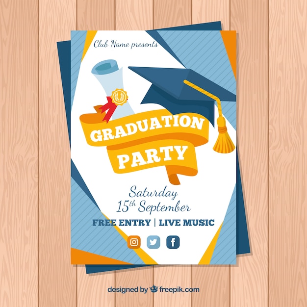 Download Graduation invitation template in flat style Vector | Free ...
