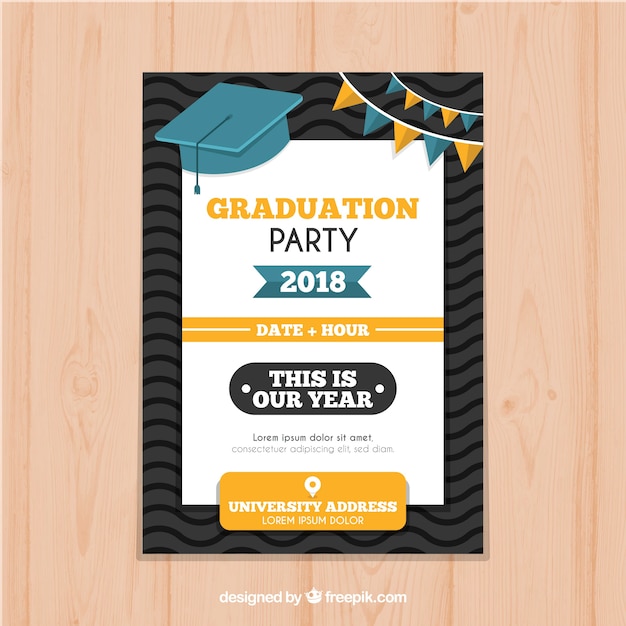 Download Graduation invitation template in flat style | Free Vector