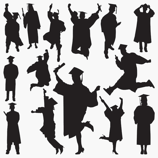 Download Graduation silhouettes Vector | Premium Download