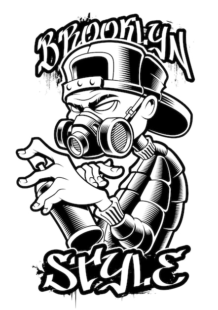 Premium Vector Graffiti Artist Illustration Black And White Design For Shirts Stickers And Many Others