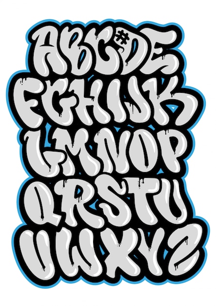 Premium Vector | Graffiti street vandal style alphabet, letters with ...